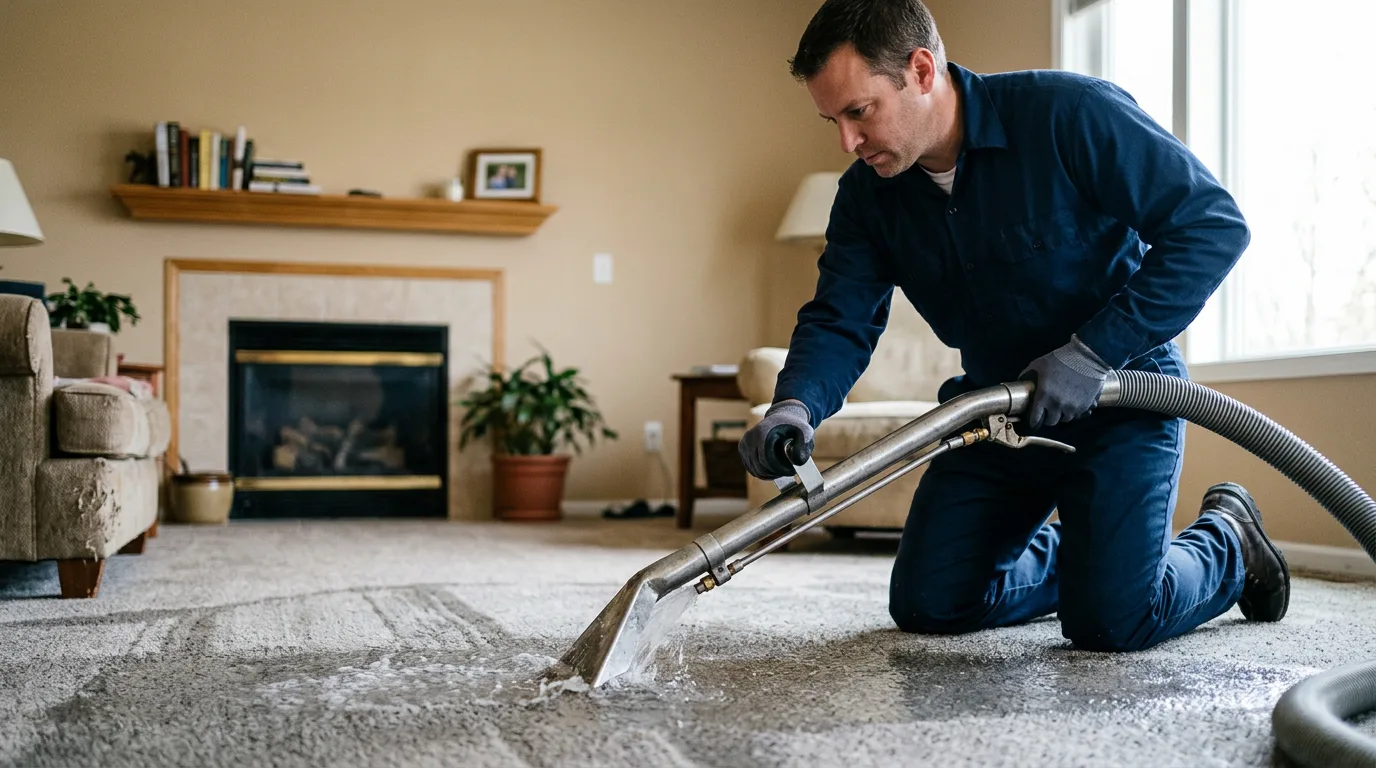 Water damage restoration technician working near Comfort, WV